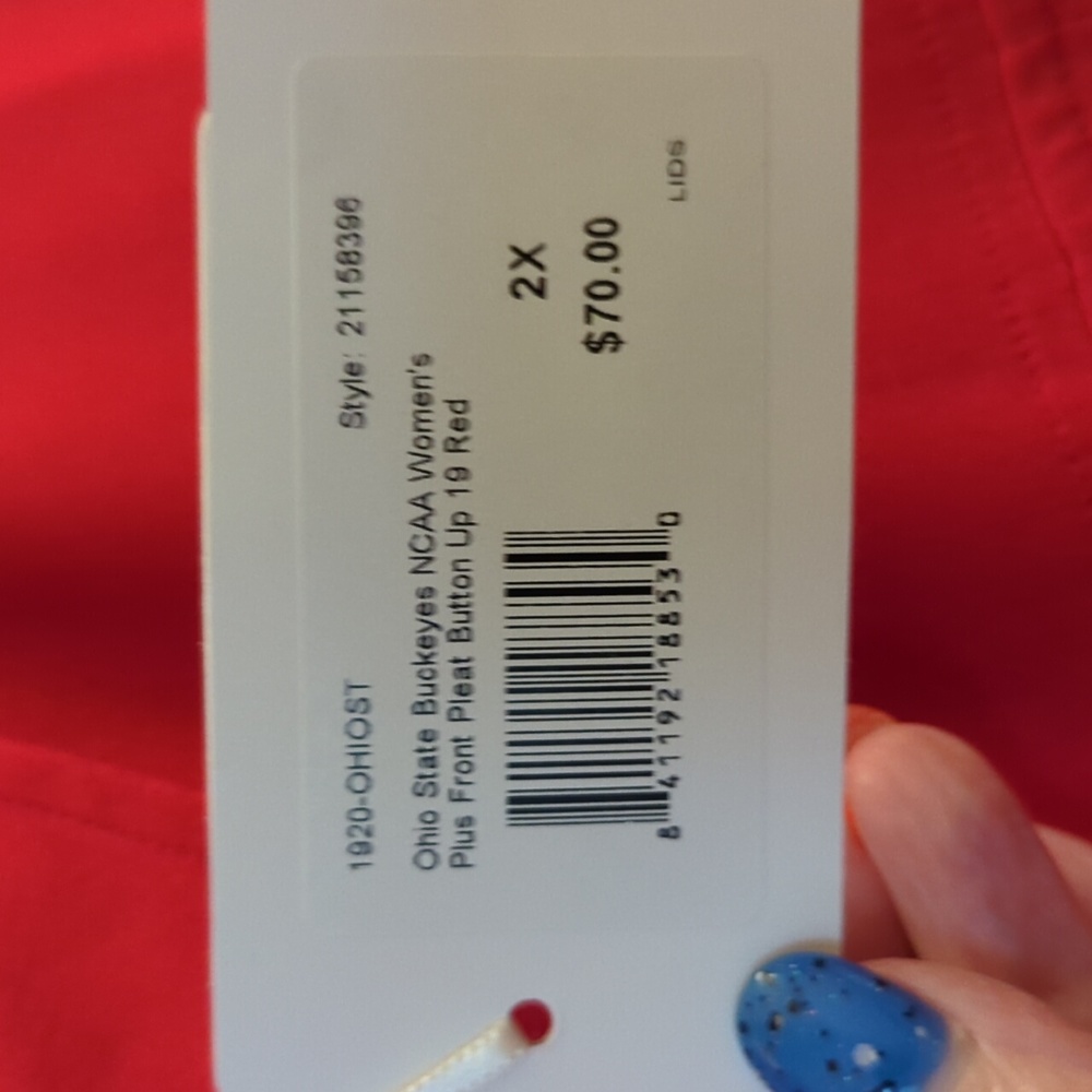 Ohio State Buckeyes NCAA Women's Plus Front Pleat Button Up Blouse Size 2X Red - Picture 5 of 5